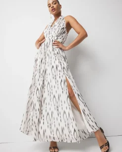 Ikat Print + Lurex Maxi Halter Dress*White House Black Market Hot