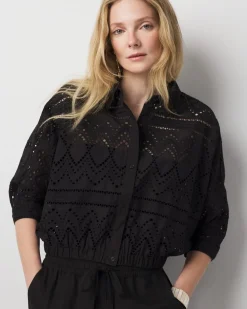 Kimono Sleeve Eyelet Shirt*White House Black Market New