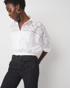 Kimono Sleeve Eyelet Shirt*White House Black Market Sale