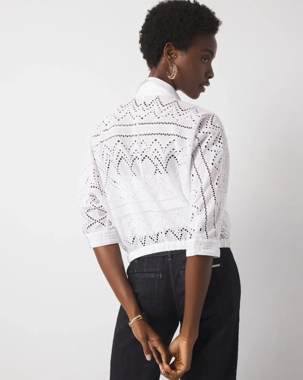 Kimono Sleeve Eyelet Shirt*White House Black Market Sale