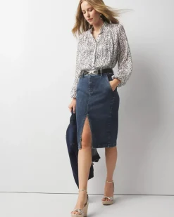 Knee-Length Denim Pencil Skirt*White House Black Market Sale