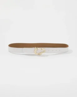 Leather Belt with Gold Sculptural Buckle*White House Black Market Fashion