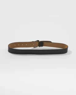 Leather Belt with Silver Sculptural Buckle*White House Black Market Best