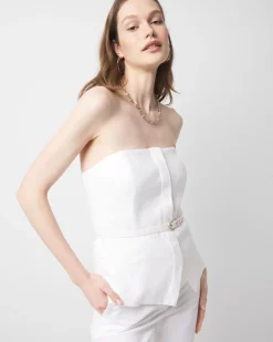 Linen-Blend Belted Bustier*White House Black Market Clearance