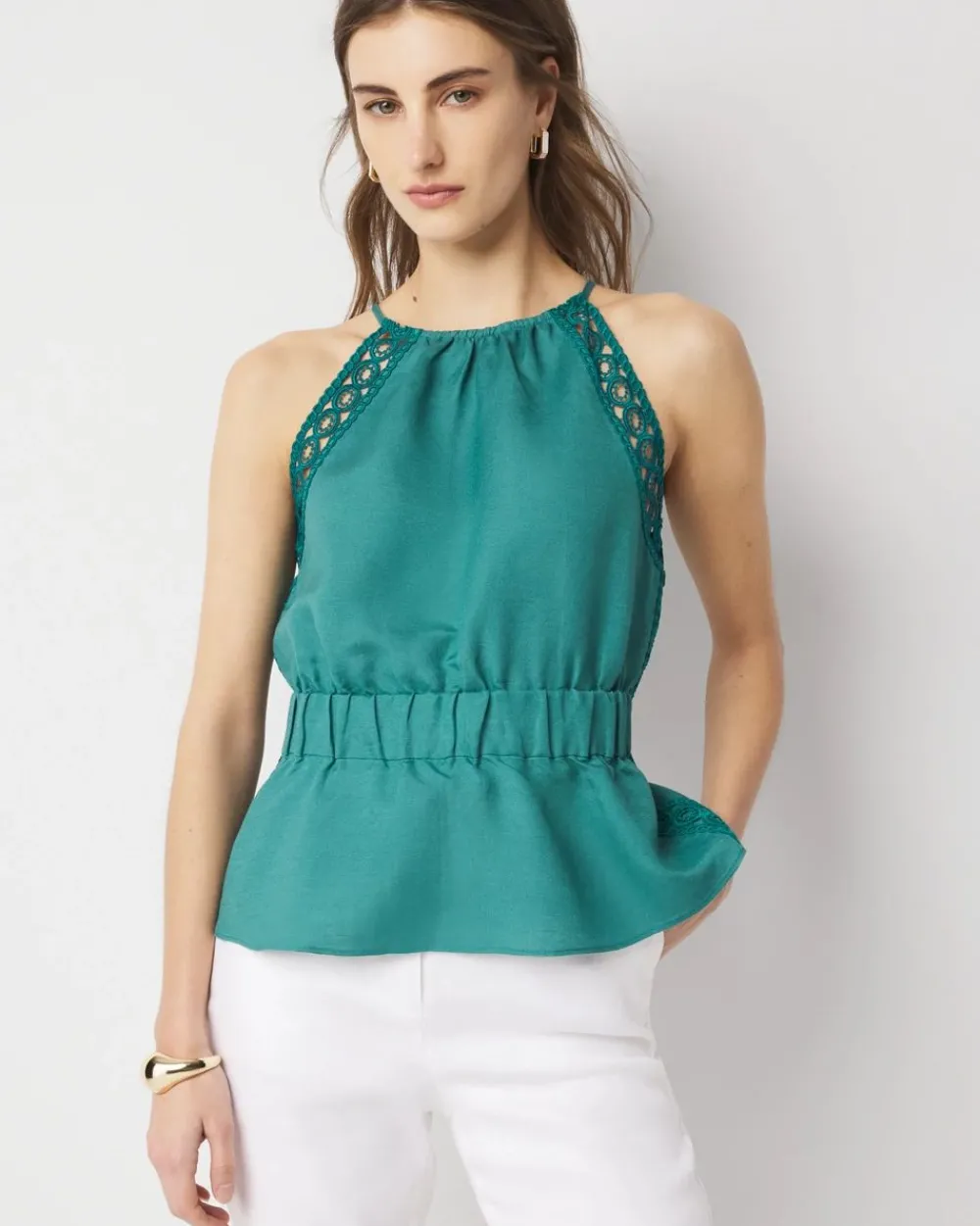 Linen-Blend Halter Top*White House Black Market Online