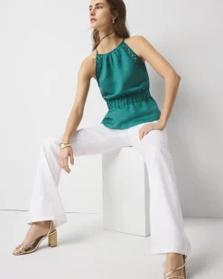 Linen-Blend Halter Top*White House Black Market Online