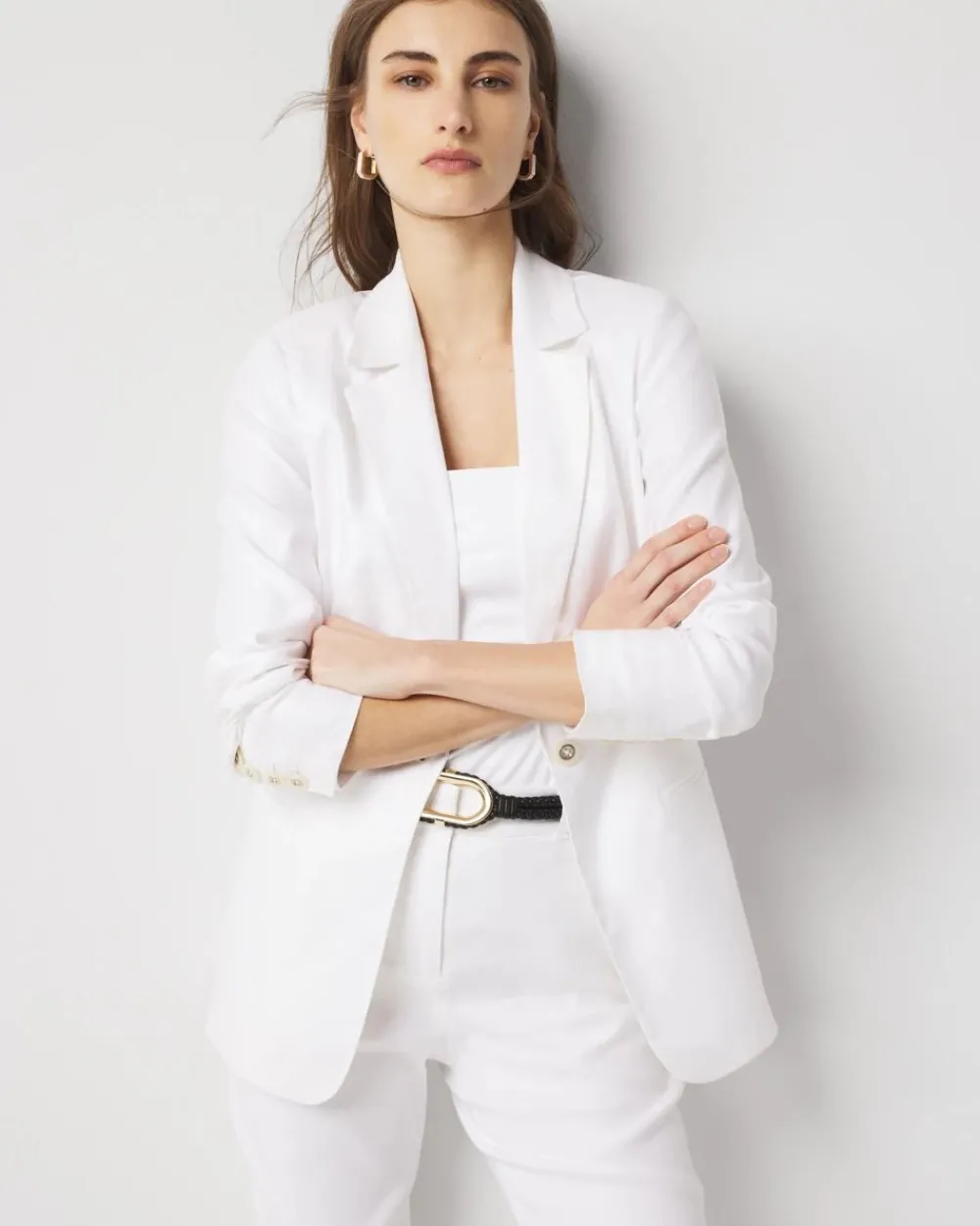 Linen-Blend One-Button Blazer*White House Black Market New