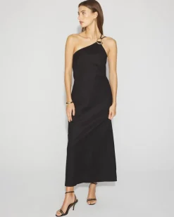 Linen-Blend One-Shoulder Column Dress*White House Black Market Discount