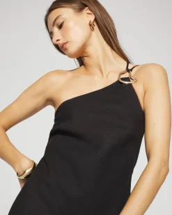 Linen-Blend One-Shoulder Column Dress*White House Black Market Discount