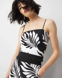 Linen-Blend Palm Print Bustier*White House Black Market Sale