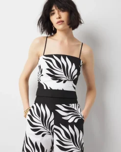 Linen-Blend Palm Print Bustier*White House Black Market Sale