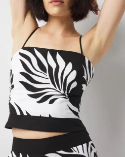 Linen-Blend Palm Print Bustier*White House Black Market Sale