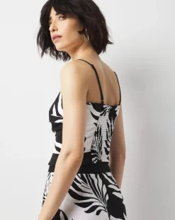 Linen-Blend Palm Print Bustier*White House Black Market Sale