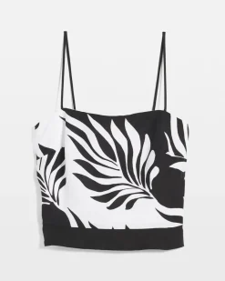Linen-Blend Palm Print Bustier*White House Black Market Sale