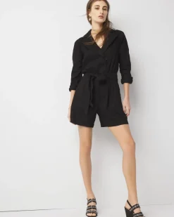 Linen-Blend Romper*White House Black Market Clearance
