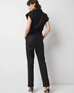 Linen-Blend Short-Sleeve Utility Jumpsuit*White House Black Market Best