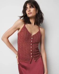 Linen-Tencel Metallic Sweater Camisole*White House Black Market Sale