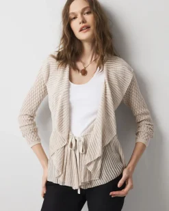 Long Sleeve Pointelle Peplum Sweater Cardigan*White House Black Market Fashion