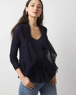 Long Sleeve Pointelle Peplum Sweater Cardigan*White House Black Market Online
