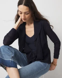 Long Sleeve Pointelle Peplum Sweater Cardigan*White House Black Market Online
