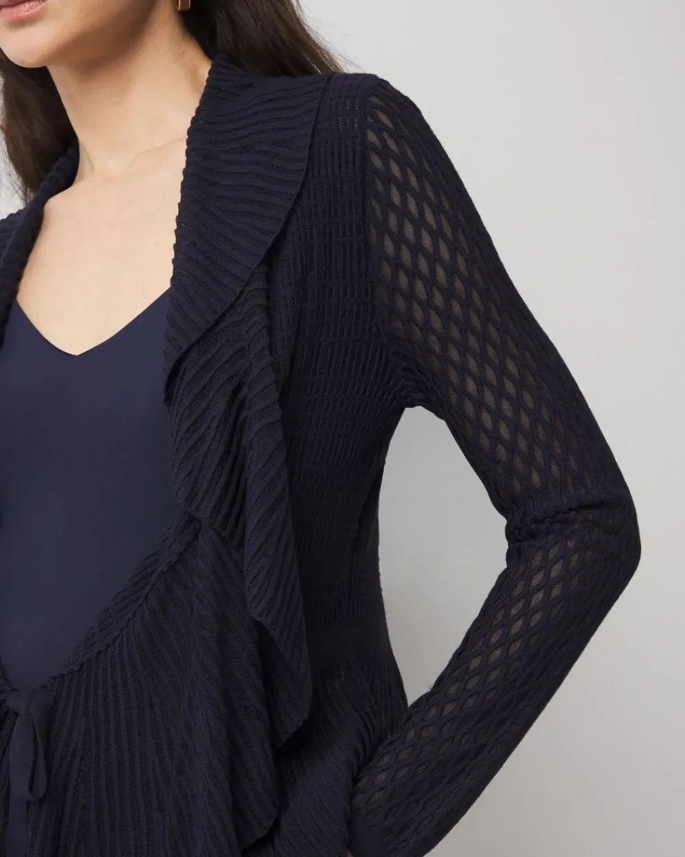 Long Sleeve Pointelle Peplum Sweater Cardigan*White House Black Market Online