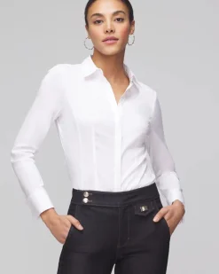 Long Sleeve Seamed Detail Poplin Shirt*White House Black Market Outlet