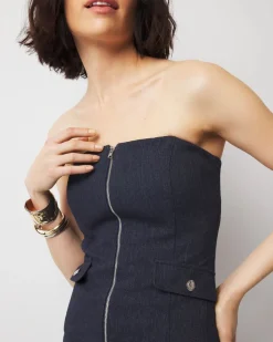 Longline Denim-Look Bustier*White House Black Market Hot