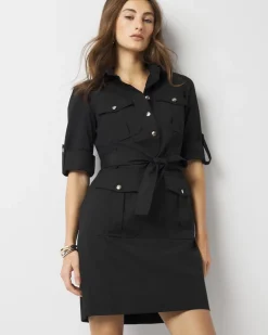 Long-Sleeve Utility Mini Shirt Dress*White House Black Market Discount