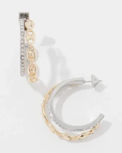Mariner Links & Pavé Double Hoop Earrings*White House Black Market Sale