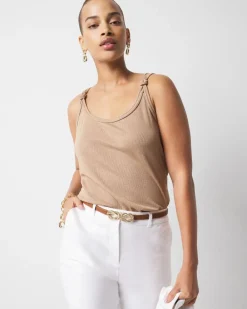 Metallic Knotted Shoulder Tank*White House Black Market Online