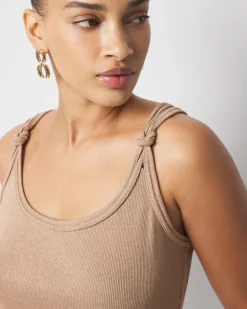 Metallic Knotted Shoulder Tank*White House Black Market Online