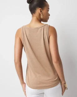 Metallic Knotted Shoulder Tank*White House Black Market Online