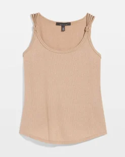 Metallic Knotted Shoulder Tank*White House Black Market Online