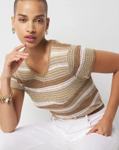 Metallic Stripe Sweater Tee*White House Black Market Fashion