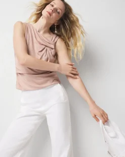 Metallic Twist Shoulder Tank Top*White House Black Market Online