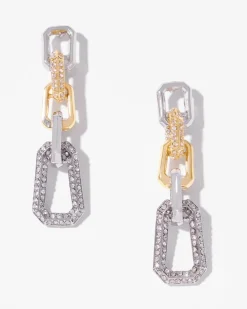 Mixed Metal Crystal Link Linear Earrings*White House Black Market Hot