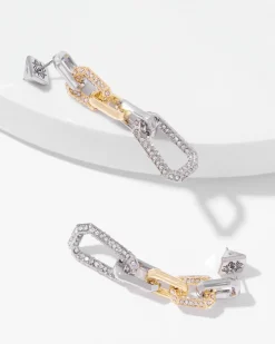 Mixed Metal Crystal Link Linear Earrings*White House Black Market Hot