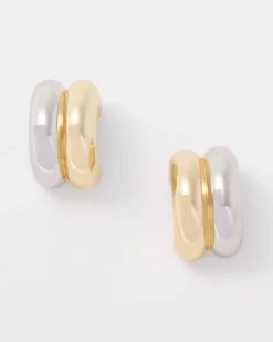 Mixed Metal Double Hoop Huggie Earrings*White House Black Market Best