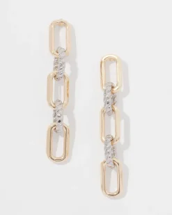 Mixed Metal Links Drop Earrings*White House Black Market Outlet