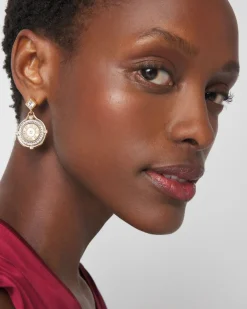 Mixed-Metal Pave Coin Drop Earrings*White House Black Market New