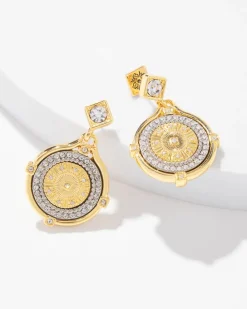 Mixed-Metal Pave Coin Drop Earrings*White House Black Market New