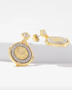 Mixed-Metal Pave Coin Drop Earrings*White House Black Market New
