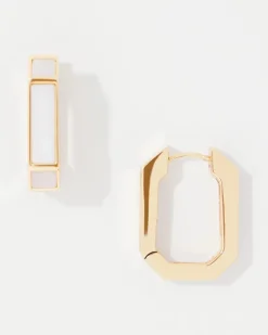 Mother of Pearl Huggie Earrings*White House Black Market Online