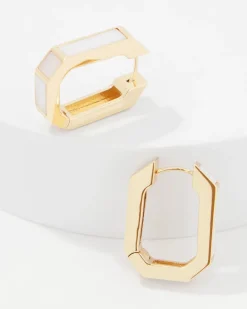 Mother of Pearl Huggie Earrings*White House Black Market Online
