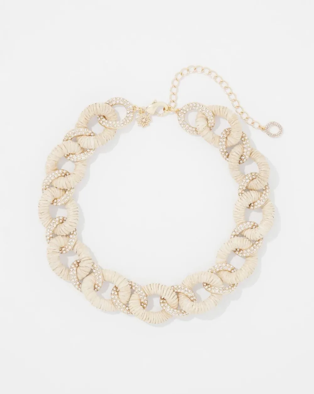 Natural Raffia + Crystal Link Necklace*White House Black Market Sale