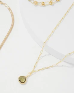 Olive + Gold Convertible Necklace*White House Black Market New