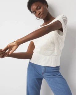 Open Stitch Banded Bottom Sweater*White House Black Market Outlet