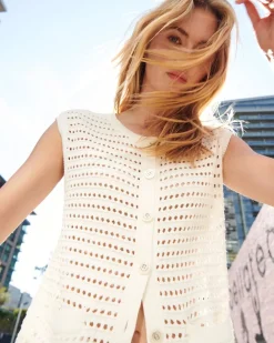 Open Stitch Long Vest*White House Black Market Online