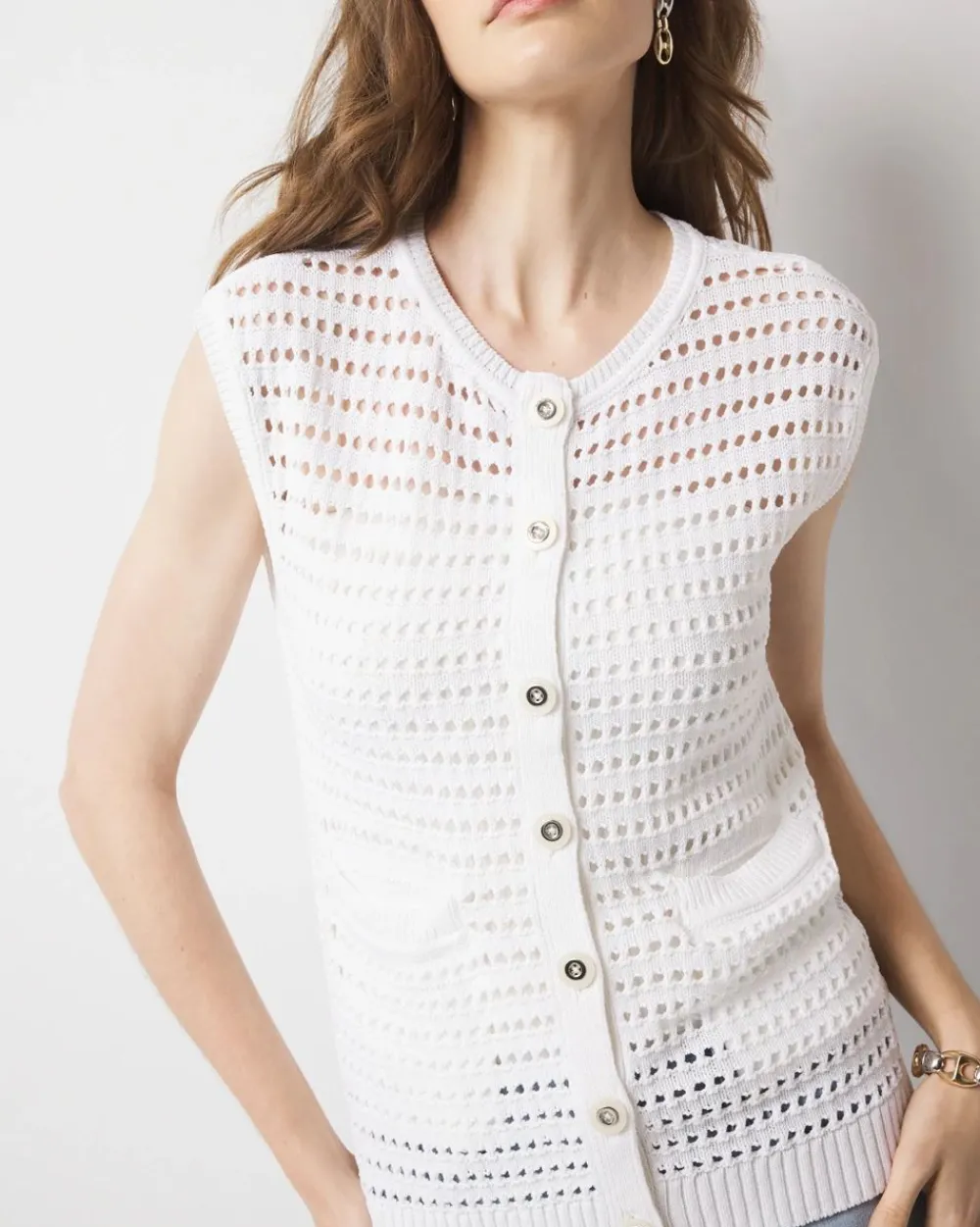 Open Stitch Long Vest*White House Black Market Online