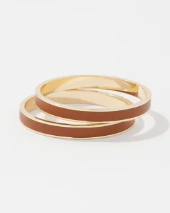 2-Pack Cognac Textured Leather Bangles*White House Black Market Outlet